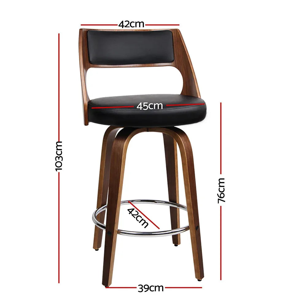 Artiss 4x Bar Stools Swivel Leather Chair 76cm - Mekamart Australia