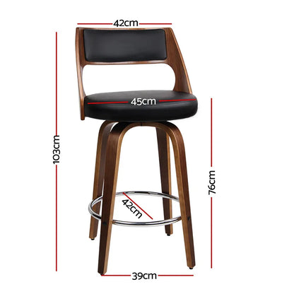 Artiss 4x Bar Stools Swivel Leather Chair 76cm - Mekamart Australia