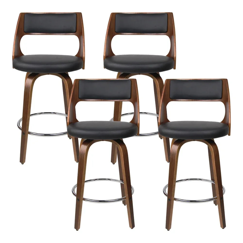 Artiss 4x Bar Stools Swivel Leather Chair 76cm - Mekamart Australia