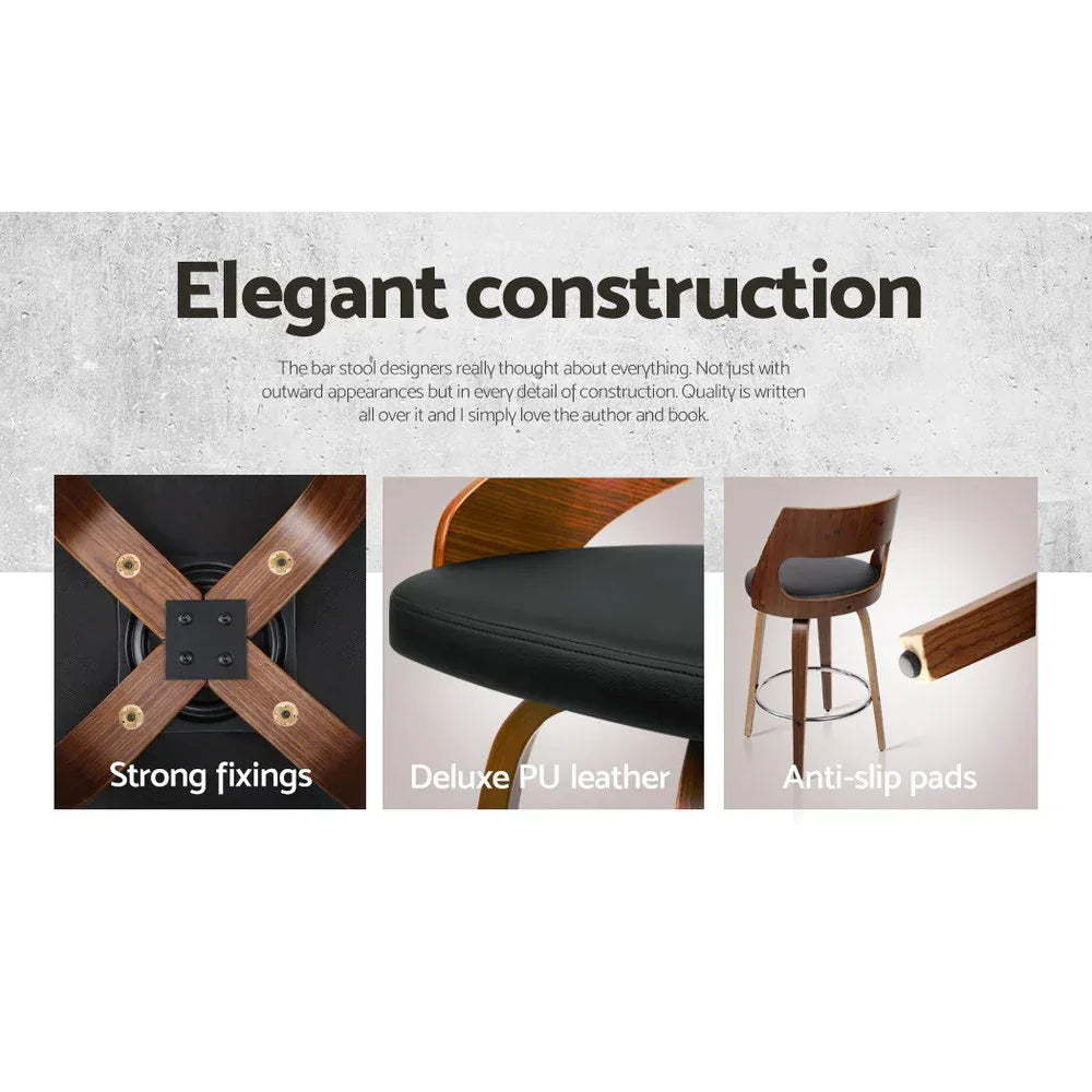 Artiss 4x Bar Stools Swivel Leather Chair 76cm - Mekamart Australia