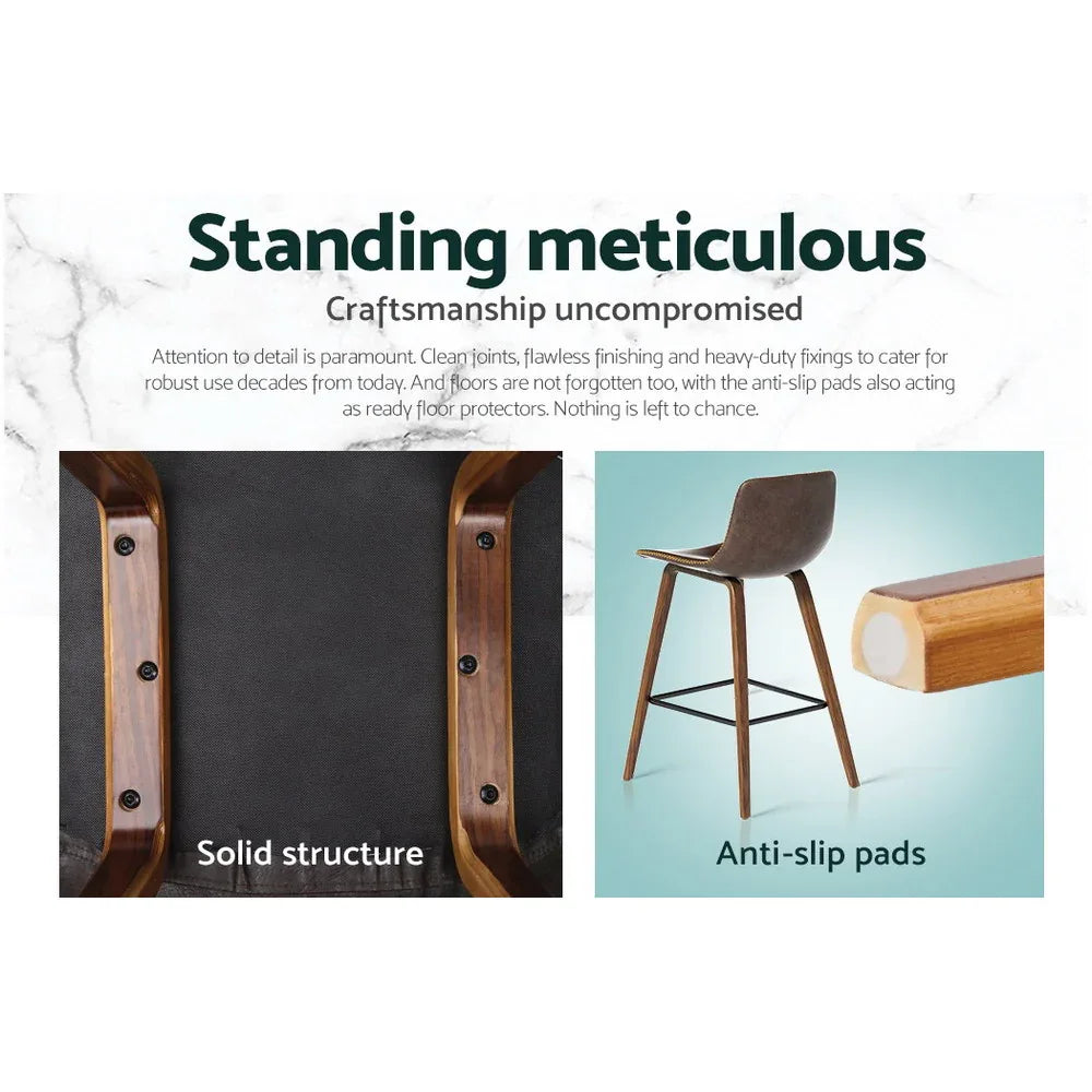 Artiss Bar Stools Kitchen Counter Barstools Leather Wooden Chairs x2 - Mekamart Australia