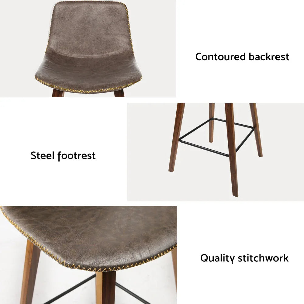 Artiss 4x Bar Stools Vintage Leather Wooden - Mekamart Australia