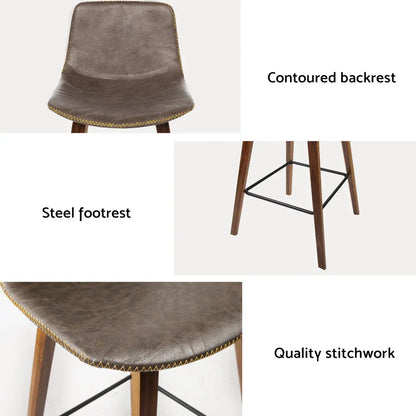 Artiss 4x Bar Stools Vintage Leather Wooden - Mekamart Australia