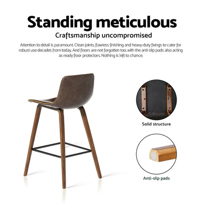 Artiss 4x Bar Stools Vintage Leather Wooden - Mekamart Australia