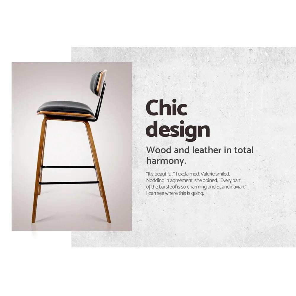 Artiss 2x Bar Stools Leather Padded w/Backrest - Mekamart Australia
