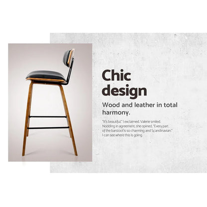 Artiss 2x Bar Stools Leather Padded w/Backrest - Mekamart Australia