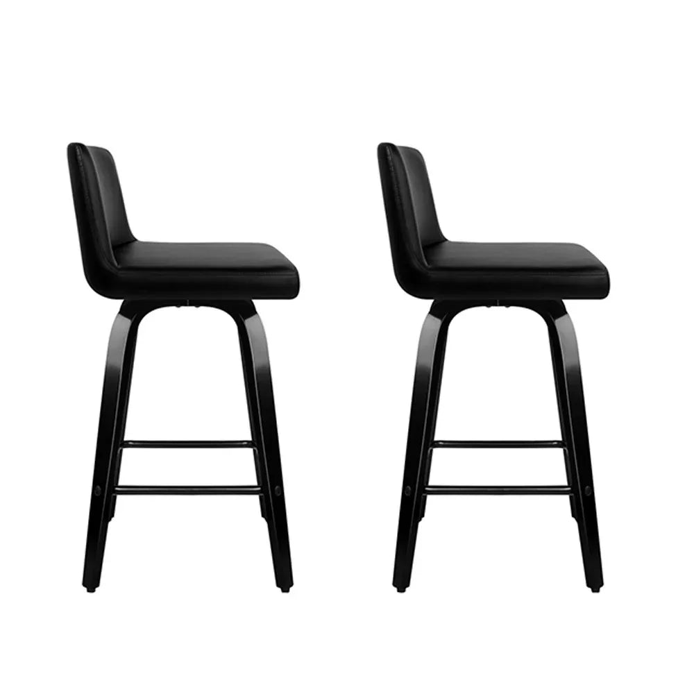 Artiss Bar Stools Kitchen Leather Barstools Swivel Wooden Chairs X2 - Mekamart Australia