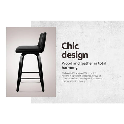 Artiss Bar Stools Kitchen Leather Barstools Swivel Wooden Chairs X2 - Mekamart Australia