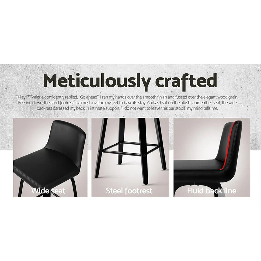 Artiss Bar Stools Kitchen Leather Barstools Swivel Wooden Chairs X2 - Mekamart Australia