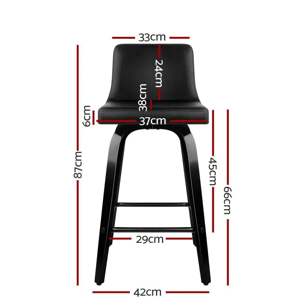 Artiss Bar Stools Kitchen Leather Barstools Swivel Wooden Chairs X4 - Mekamart Australia