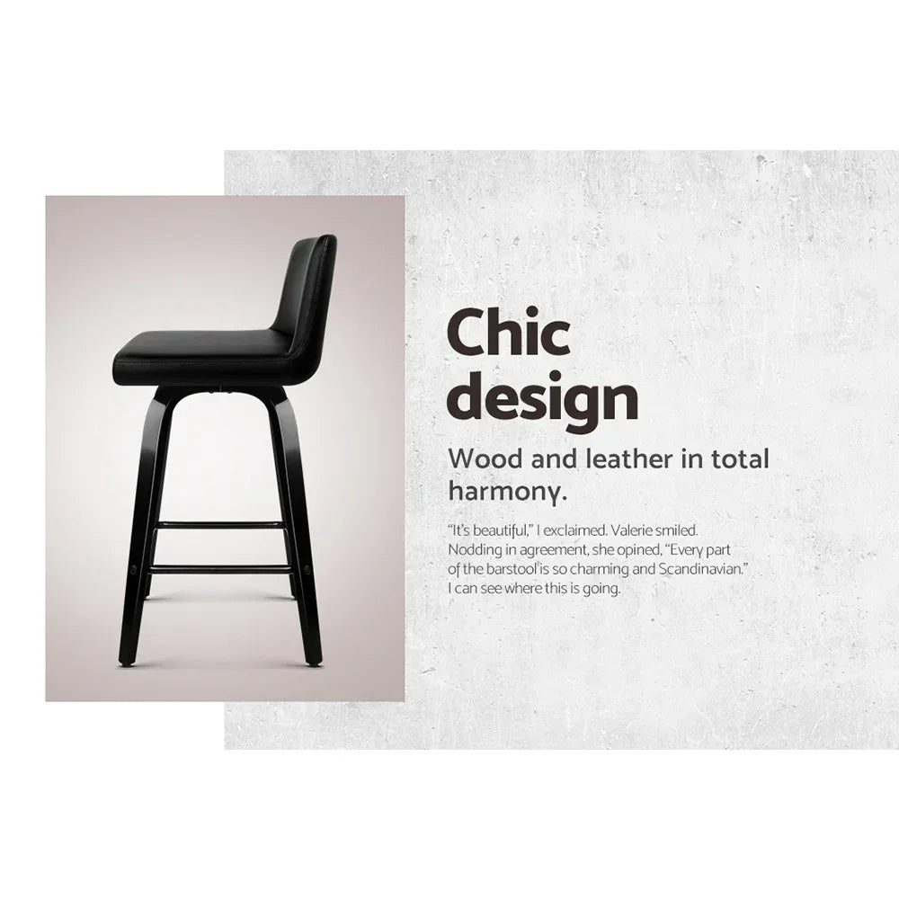 Artiss Bar Stools Kitchen Leather Barstools Swivel Wooden Chairs X4 - Mekamart Australia