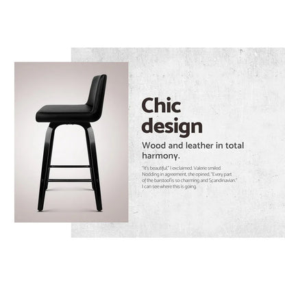 Artiss Bar Stools Kitchen Leather Barstools Swivel Wooden Chairs X4 - Mekamart Australia