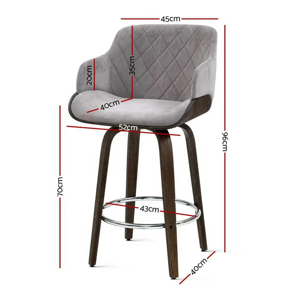 Artiss Bar Stools Swivel Velvet Padded Wooden - Mekamart Australia