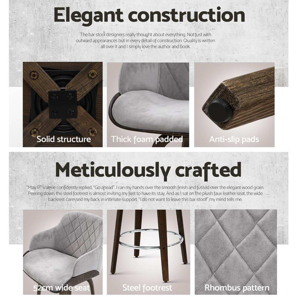 Artiss 2x Bar Stools Swivel Velvet Padded Wooden - Mekamart Australia