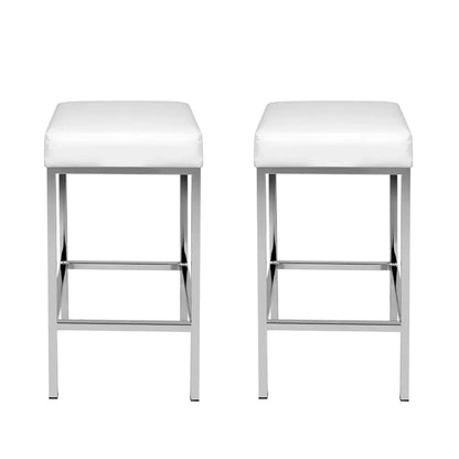 Artiss 2x Bar Stools Leather Padded Metal White - Mekamart Australia