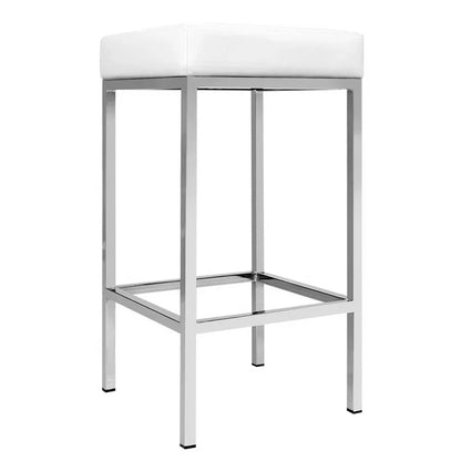 Artiss 2x Bar Stools Leather Padded Metal White - Mekamart Australia