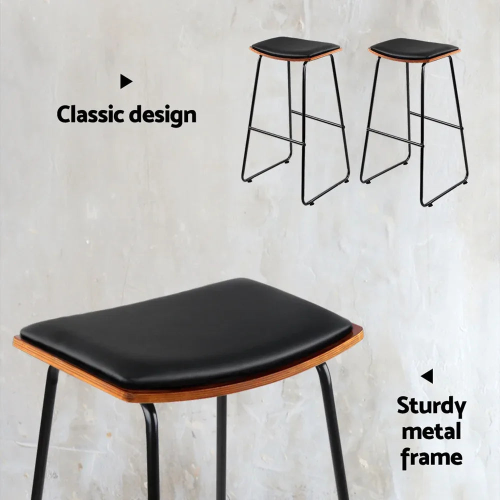 Artiss 4x Bar Stools Leather Padded Metal - Mekamart Australia