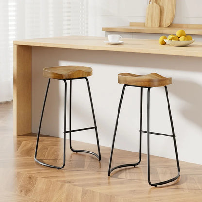 Artiss 2x Bar Stools Tractor Seat 75cm Wooden - Mekamart Australia