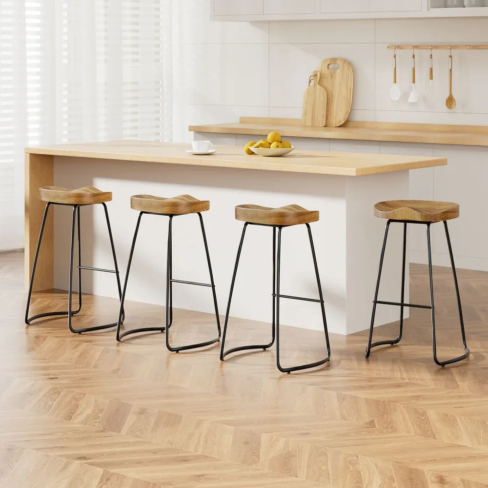 Artiss 4x Bar Stools Tractor Seat 75cm Wooden - Mekamart Australia