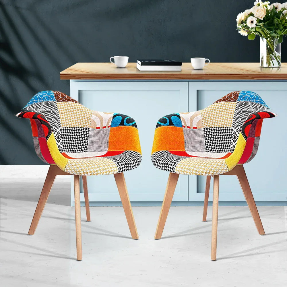 Artiss Dining Chairs Set of 2 Fabric Retro Replica DSW - Mekamart Australia