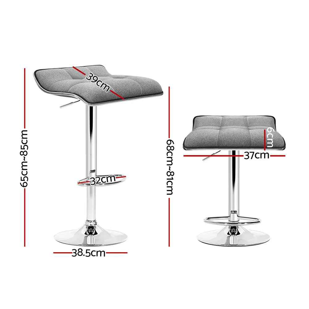 Artiss 2x Bar Stools Linen Padded Gas Lift - Mekamart Australia