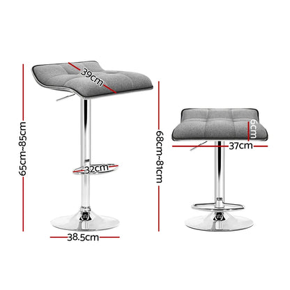 Artiss 2x Bar Stools Linen Padded Gas Lift - Mekamart Australia