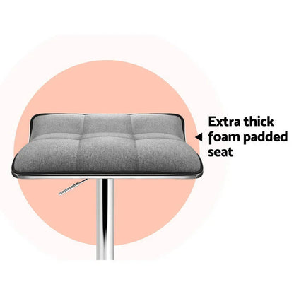 Artiss 2x Bar Stools Linen Padded Gas Lift - Mekamart Australia