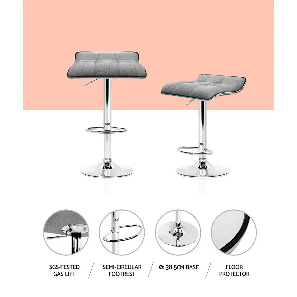 Artiss 2x Bar Stools Linen Padded Gas Lift - Mekamart Australia