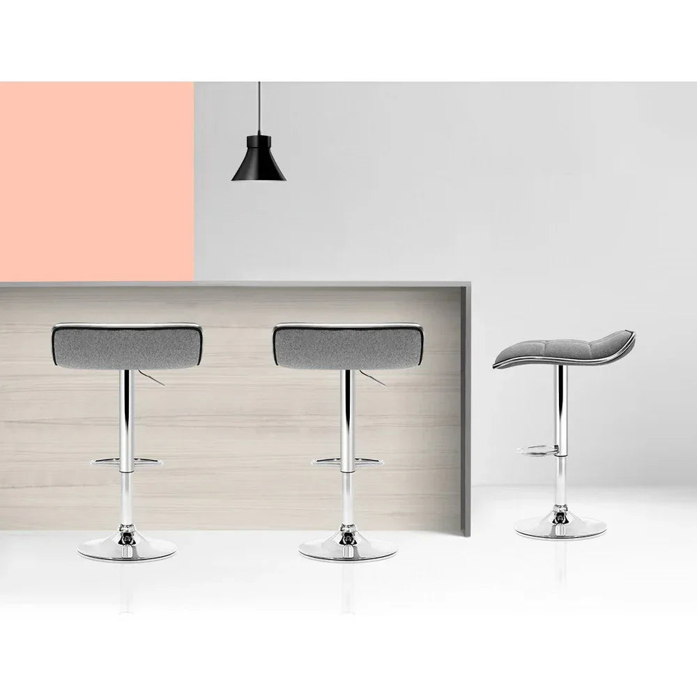 Artiss 2x Bar Stools Linen Padded Gas Lift - Mekamart Australia