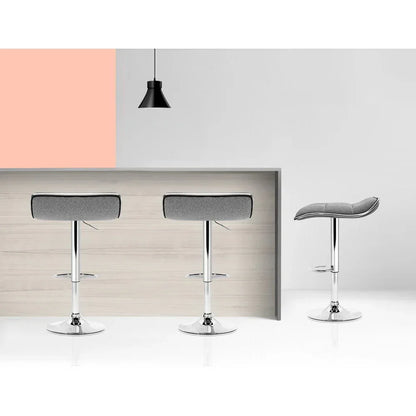 Artiss 2x Bar Stools Linen Padded Gas Lift - Mekamart Australia