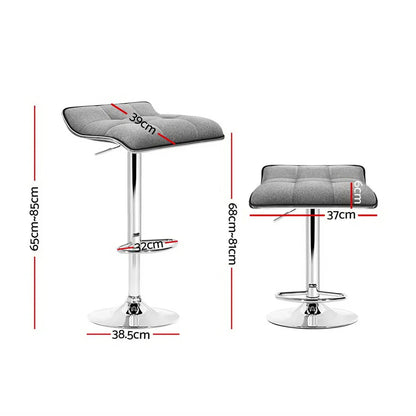Artiss 4x Bar Stools Linen Padded Gas Lift - Mekamart Australia