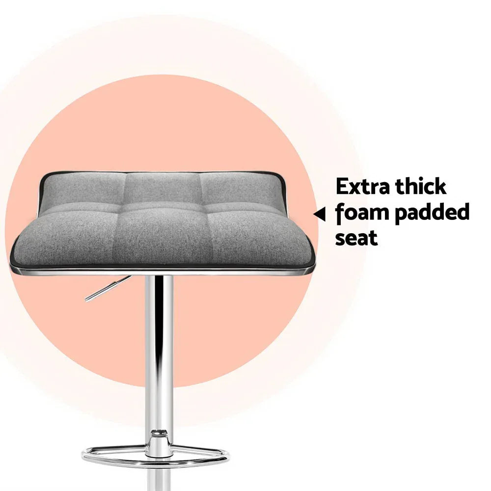 Artiss 4x Bar Stools Linen Padded Gas Lift - Mekamart Australia