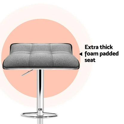 Artiss 4x Bar Stools Linen Padded Gas Lift - Mekamart Australia