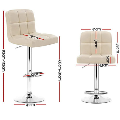Artiss 4x Bar Stools Leather Gas Lift Beige - Mekamart Australia