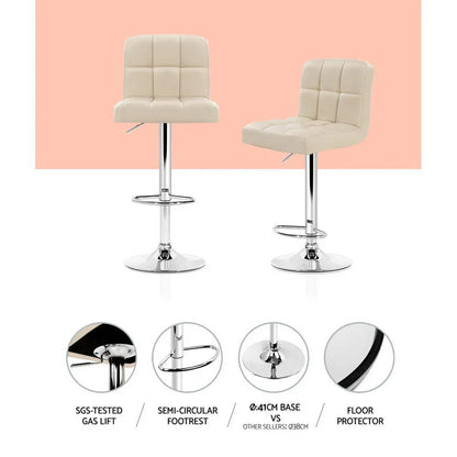 Artiss 4x Bar Stools Leather Gas Lift Beige - Mekamart Australia