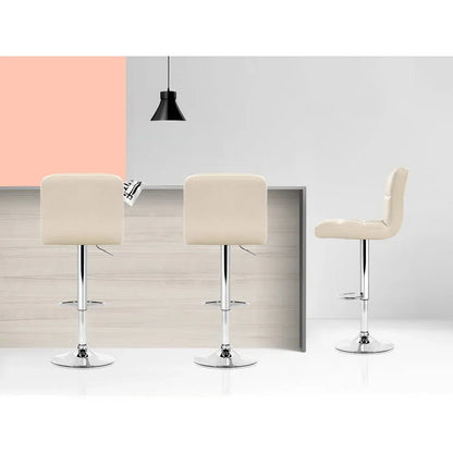 Artiss 4x Bar Stools Leather Gas Lift Beige - Mekamart Australia