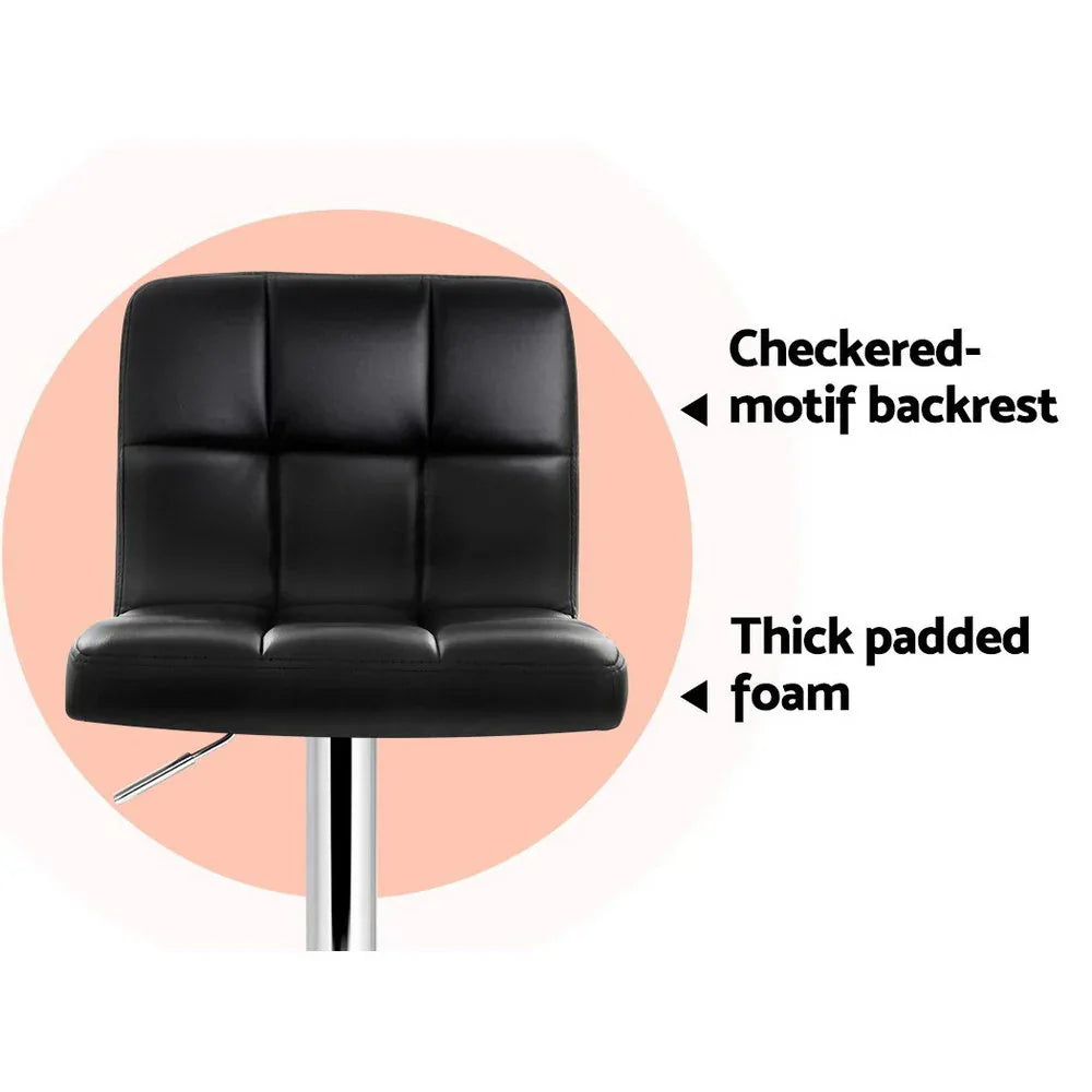 Artiss 2x Bar Stools Leather Gas Lift Black - Mekamart Australia