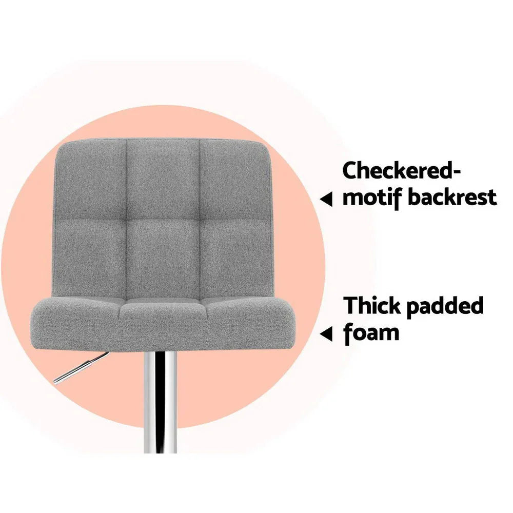 Artiss 2x Bar Stools Kitchen Dining Chairs Counter Stool Gas Lift Fabric Grey - Mekamart Australia