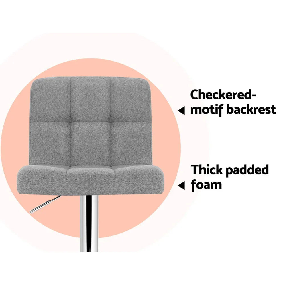 Artiss 4x Bar Stools Fabric Gas Lift Grey - Mekamart Australia
