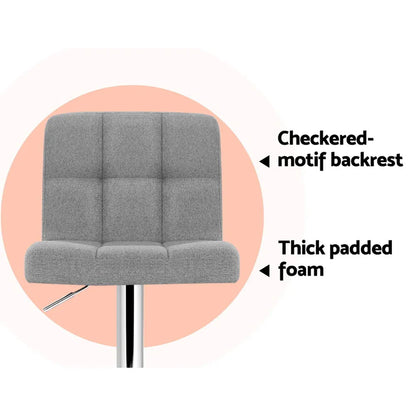 Artiss 4x Bar Stools Fabric Gas Lift Grey - Mekamart Australia