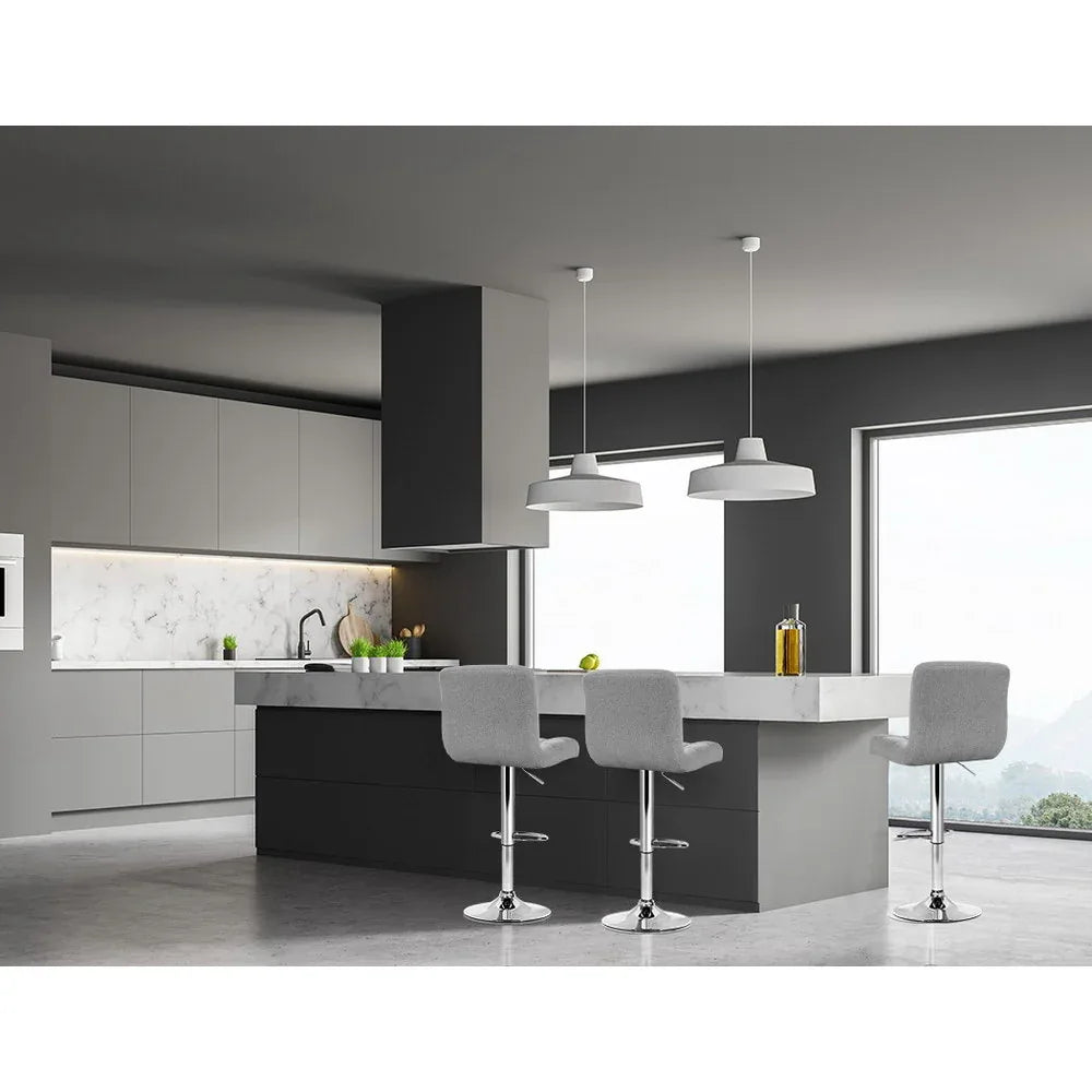 Artiss 4x Bar Stools Fabric Gas Lift Grey - Mekamart Australia