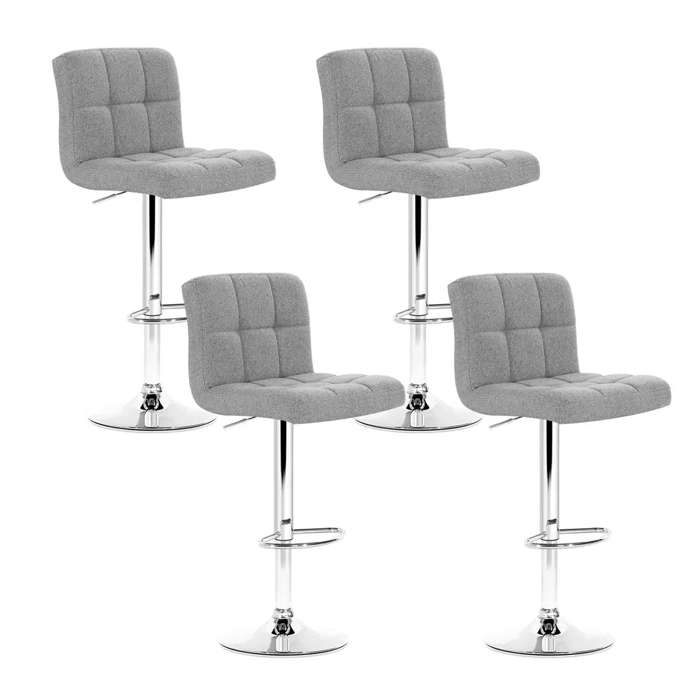 Artiss 4x Bar Stools Fabric Gas Lift Grey - Mekamart Australia