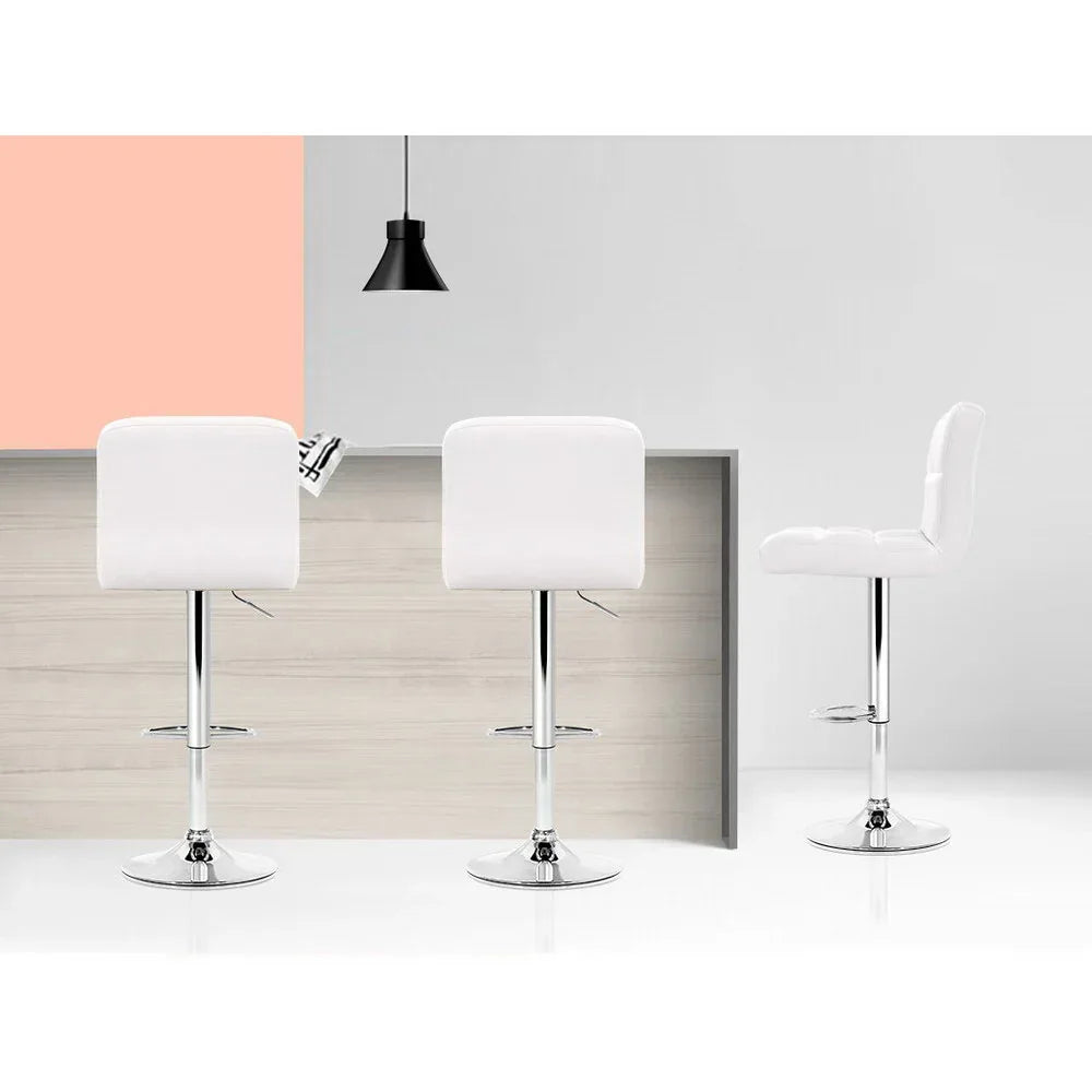 Artiss 2x Bar Stools Leather Gas Lift White - Mekamart Australia
