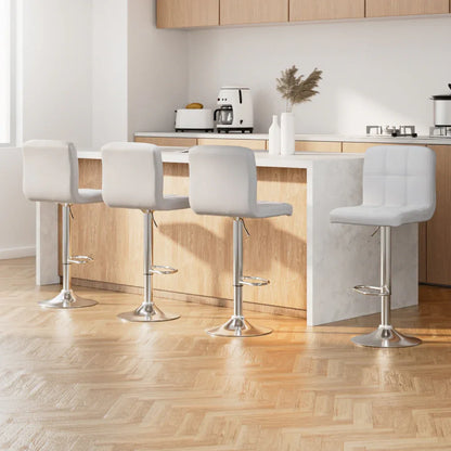 Artiss 4x Bar Stools Leather Gas Lift White - Mekamart Australia