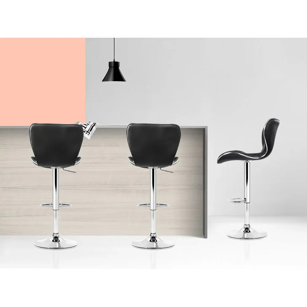 Artiss 2x Bar Stools Gas Lift Leather Seat Black - Mekamart Australia