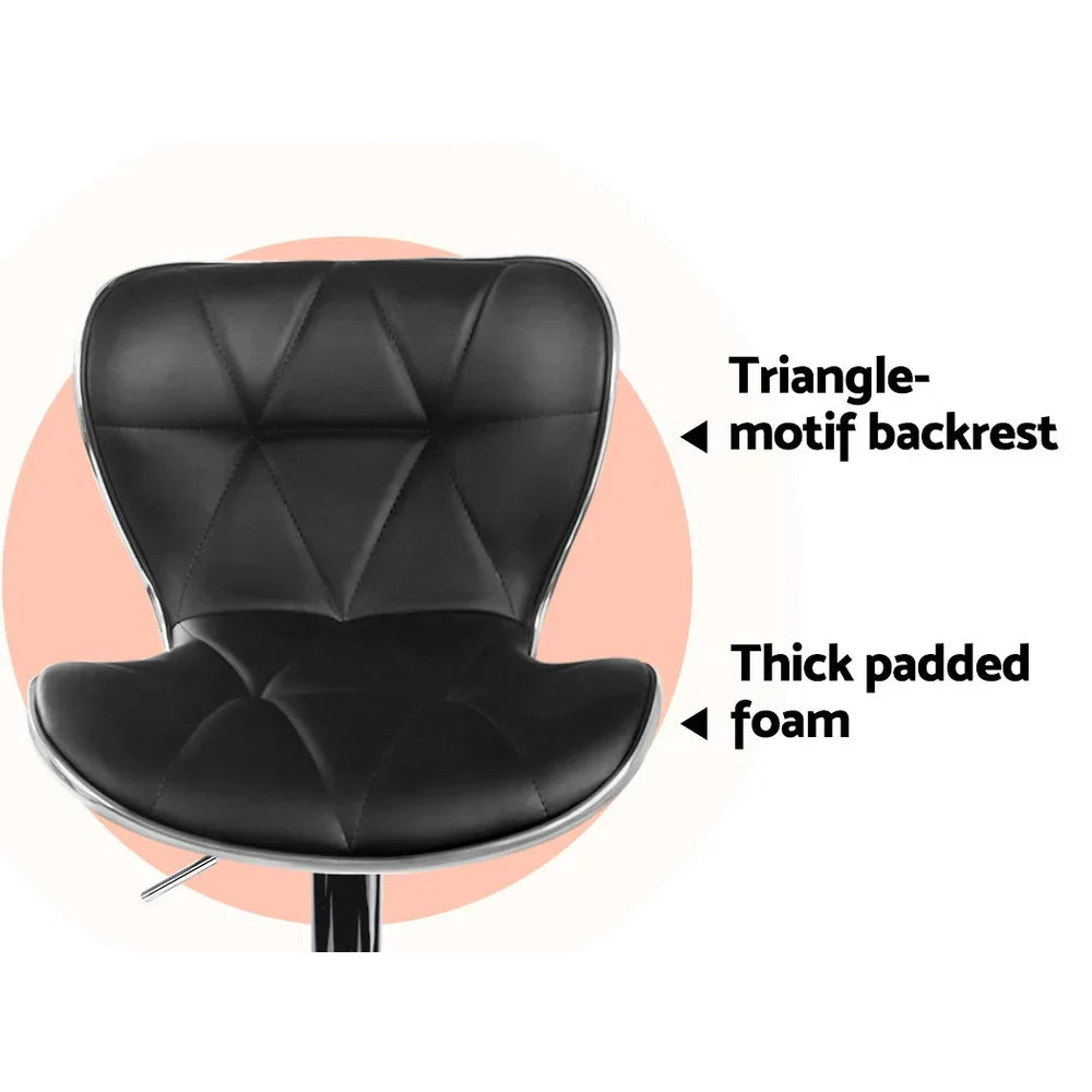 Artiss 2x Bar Stools Gas Lift Leather Seat Black - Mekamart Australia
