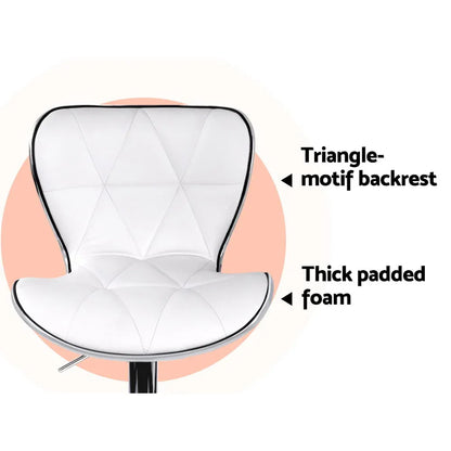 Artiss 2x Bar Stools Gas Lift Leather Seat White - Mekamart Australia
