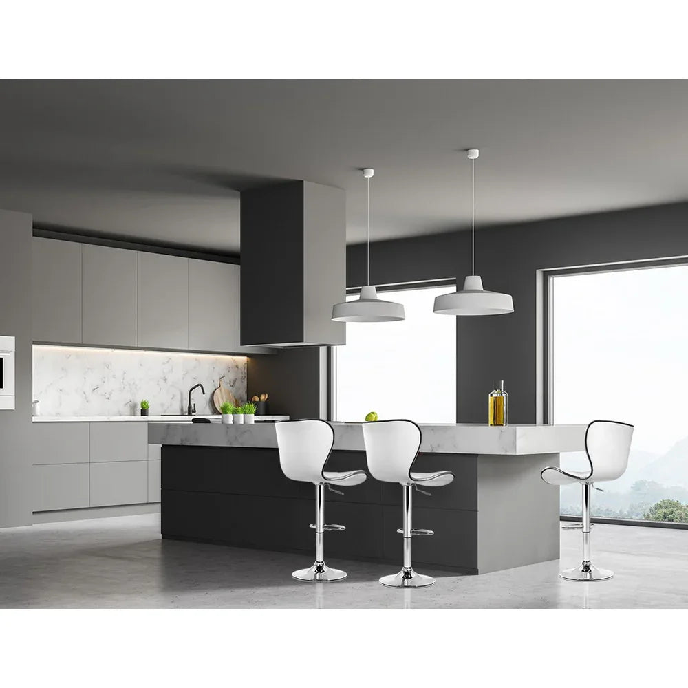 Artiss 2x Bar Stools Gas Lift Leather Seat White - Mekamart Australia