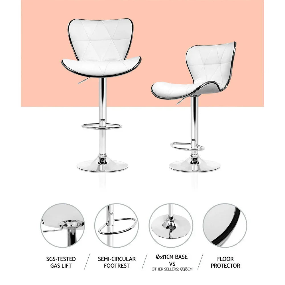 Artiss 4x Bar Stools Gas Lift Leather Seat White - Mekamart Australia