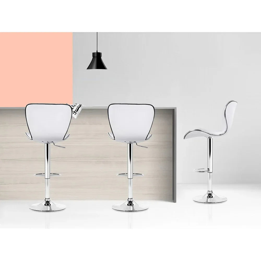 Artiss 4x Bar Stools Gas Lift Leather Seat White - Mekamart Australia
